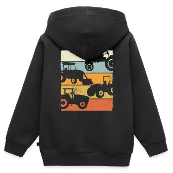 Vintage Traktor Retro Traktor Farmer Geschenk - Kinder Premium Organic Zip Hoodie - Schwarz - Hinten - AI Model Kid Male (0cm)