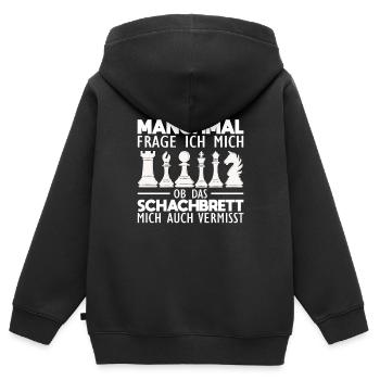 Schach Sprüche - Kinder Premium Organic Zip Hoodie - Schwarz - Hinten - AI Model Kid Male (0cm)