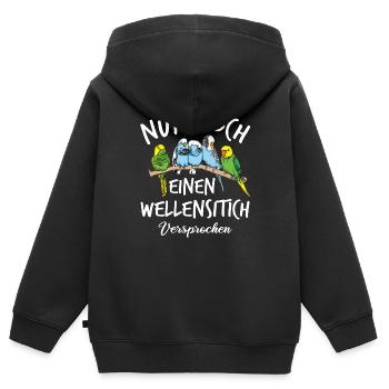 Nur noch einen Wellensittich | Wellensittich - Kinder Premium Organic Zip Hoodie - Schwarz - Hinten - AI Model Kid Male (0cm)