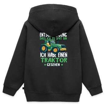 Entschuldigung ich Habe Traktor gesehen - Kinder Premium Organic Zip Hoodie - Schwarz - Hinten - AI Model Kid Male (0cm)