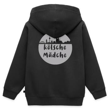 Köln, skyline,scherenschnitt,grau,kölsche mädche - Kinder Premium Organic Zip Hoodie - Schwarz - Hinten - AI Model Kid Male (0cm)