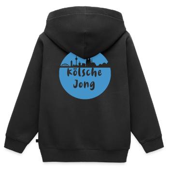 Köln, skyline,scherenschnitt,blau,kölsche jong - Kinder Premium Organic Zip Hoodie - Schwarz - Hinten - AI Model Kid Male (0cm)