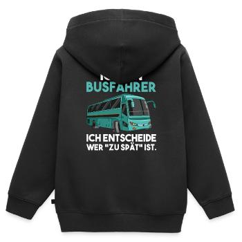 Ich bin Busfahrer ich entscheide wer zu spät ist - Kinder Premium Organic Zip Hoodie - Schwarz - Hinten - AI Model Kid Male (0cm)