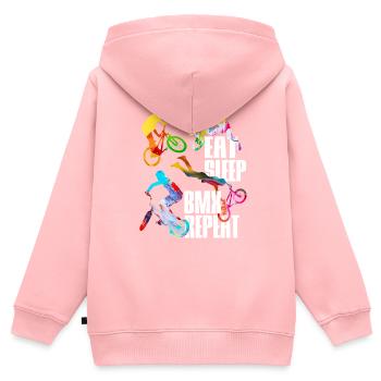 BMX Cascade Freestyle Vélo Vélo Halfpipe Vélo - Sweat Premium à capuche zippé enfant bio - rose - Dos - AI Model Kid Female (0cm)