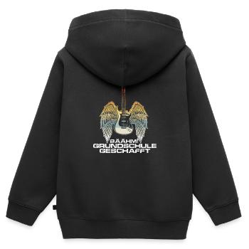 BÄÄHM GRUNDSCHULE GESCHAFFT Schulabschluss Gitarre - Kinder Premium Organic Zip Hoodie - Schwarz - Hinten - AI Model Kid Male (0cm)