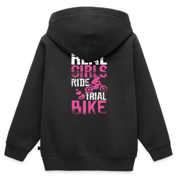 Girls ride trial bike - Kids Premium Organic Zip-up Hoodie - black - Back - AI Model Kid Male (0cm)