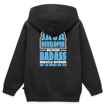 Java Developer Badass - Sweat Premium à capuche zippé enfant bio - noir - Dos - AI Model Kid Male (0cm)