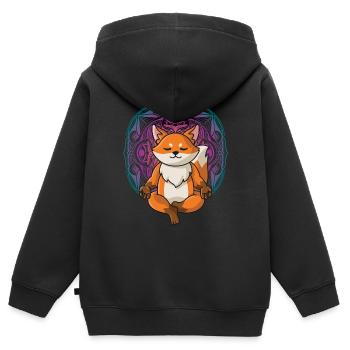 Fuchs Yoga Mandala Spirituell yoga damen spruch - Kinder Premium Organic Zip Hoodie - Schwarz - Hinten - AI Model Kid Male (0cm)