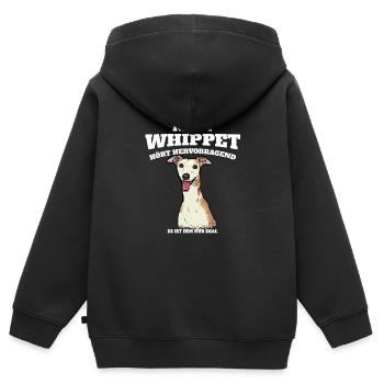 Mein Whippet Hört Hervorragend Ist Ihm Nur Egal - Kinder Premium Organic Zip Hoodie - Schwarz - Hinten - AI Model Kid Male (0cm)
