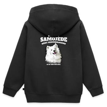 Mein Samojede Hört Hervorragend Ist Ihm Nur Egal - Kinder Premium Organic Zip Hoodie - Schwarz - Hinten - AI Model Kid Male (0cm)