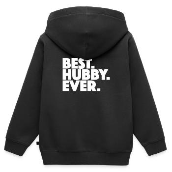 Bestes Ehemann-Geschenk - Kinder Premium Organic Zip Hoodie - Schwarz - Hinten - AI Model Kid Male (0cm)