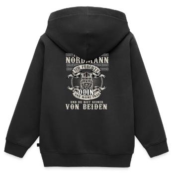 Wikinger Angst Vor Frau Und Odin Lustig Nordmann - Kinder Premium Organic Zip Hoodie - Schwarz - Hinten - AI Model Kid Male (0cm)