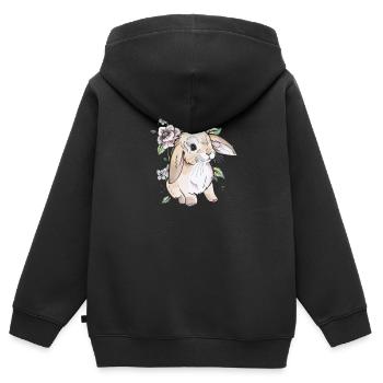 Holland lop - Sweat Premium à capuche zippé enfant bio - noir - Dos - AI Model Kid Male (0cm)