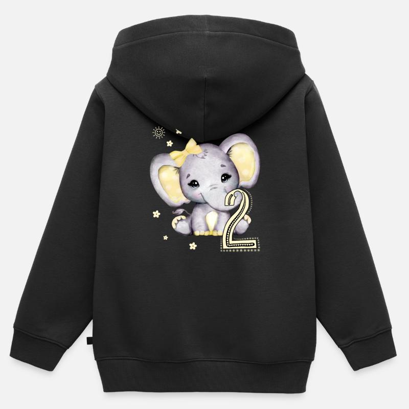 Cadeau d’anniversaire pour enfants 2 ans filles - Sweat Premium à capuche zippé enfant bio - noir