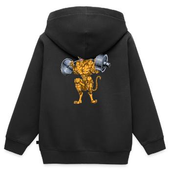 Squat de tigre - Sweat Premium à capuche zippé enfant bio - noir - Dos - AI Model Kid Male (0cm)
