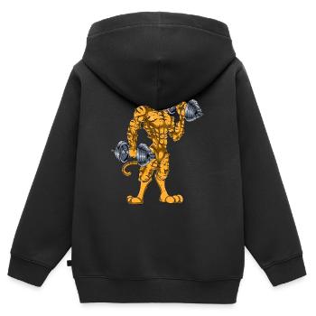 Biceps tigre - Sweat Premium à capuche zippé enfant bio - noir - Dos - AI Model Kid Male (0cm)