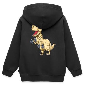 Boucles de biceps Tyrannosaurus - Sweat Premium à capuche zippé enfant bio - noir - Dos - AI Model Kid Male (0cm)