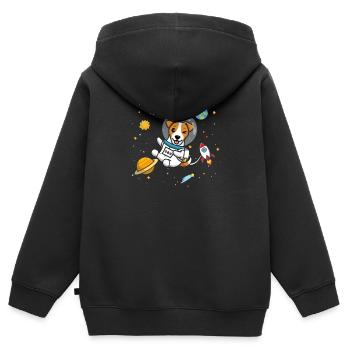 Jack Russell - Sweat Premium à capuche zippé enfant bio - noir - Dos - AI Model Kid Male (0cm)
