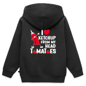 I Love Ketchup - Kinder Premium Organic Zip Hoodie - Schwarz - Hinten - AI Model Kid Male (0cm)