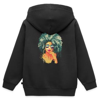 Vintage Retro Kunst 70's Afrikanisch Black Afro - Kinder Premium Organic Zip Hoodie - Schwarz - Hinten - AI Model Kid Male (0cm)