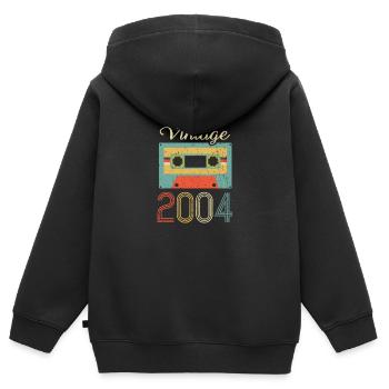 Vintage Kassette 2004 18. Geburtstags Geschenk - Kinder Premium Organic Zip Hoodie - Schwarz - Hinten - AI Model Kid Male (0cm)