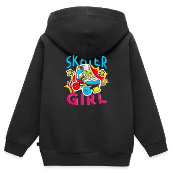 Skater Fille Roller - Sweat Premium à capuche zippé enfant bio - noir - Dos - AI Model Kid Male (0cm)