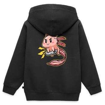 Gaming Axolotl Gaming Gamer Jeu Vidéo Nerd - Sweat Premium à capuche zippé enfant bio - noir - Dos - AI Model Kid Male (0cm)