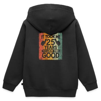 Es Hat Mich 25 Jahre Gekostet So Gut Auszusehen - Kinder Premium Organic Zip Hoodie - Schwarz - Hinten - AI Model Kid Male (0cm)