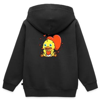 Niedliche Ente Herzen Enten Liebhaber Valentinstag - Kinder Premium Organic Zip Hoodie - Schwarz - Hinten - AI Model Kid Male (0cm)