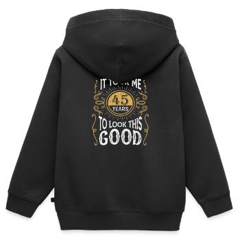 Lustiges Geschenk Zum 45. Geburtstag 45 Jahre Alt - Kinder Premium Organic Zip Hoodie - Schwarz - Hinten - AI Model Kid Male (0cm)