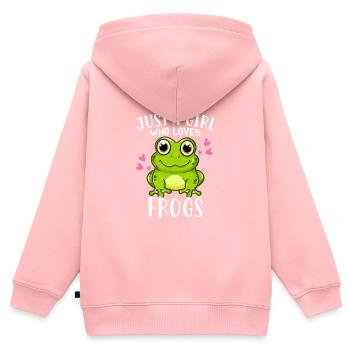 Juste une fille qui aime les grenouilles Grenouille Crapaud - Sweat Premium à capuche zippé enfant bio - rose - Dos - AI Model Kid Female (0cm)