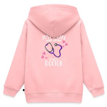Just A Girl Doctor Médecine Docteur Cabinet de médecin - Sweat Premium à capuche zippé enfant bio - rose - Dos - AI Model Kid Female (0cm)