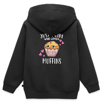 Just A Girl Who Loves Muffins Törtchen Bäckerin - Kinder Premium Organic Zip Hoodie - Schwarz - Hinten - AI Model Kid Male (0cm)