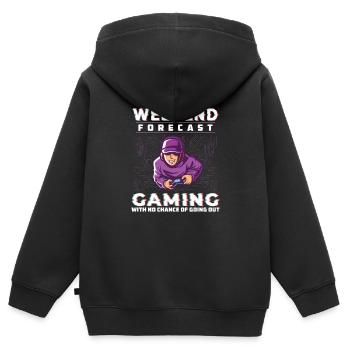 Wochenendprognose Gaming Lustiger Computerfreak - Kinder Premium Organic Zip Hoodie - Schwarz - Hinten - AI Model Kid Male (0cm)