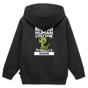 C’est mon costume humain, je suis vraiment un serpent - Sweat Premium à capuche zippé enfant bio - noir - Dos - AI Model Kid Male (0cm)