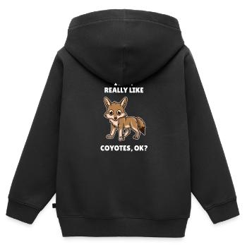 Funny Coyote Lover I Just Really Like Coyotes OK - Kinder Premium Organic Zip Hoodie - Schwarz - Hinten - AI Model Kid Male (0cm)