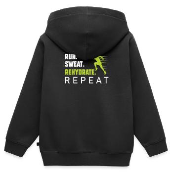 Entraînez-vous en course pour un coureur de sueur - Sweat Premium à capuche zippé enfant bio - noir - Dos - AI Model Kid Male (0cm)