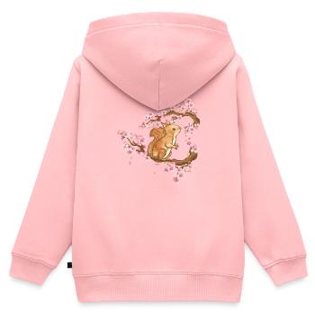 Japon Écureuil en fleurs de cerisier Art japonais - Sweat Premium à capuche zippé enfant bio - rose - Dos - AI Model Kid Female (0cm)