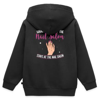 What Happens at the Salon Stays There Beauty - Kids Premium Organic Zip-up Hoodie - black - Back - AI Model Kid Male (0cm)