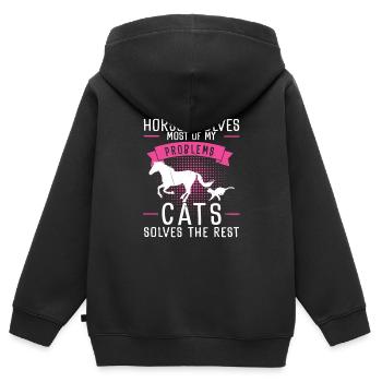 Horses Solves Most Of My Problems Cats Solves The - Kids Premium Organic Zip-up Hoodie - black - Back - AI Model Kid Male (0cm)