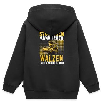 Walzenfahrer Studieren Kann Jeder Straßenwalze - Kinder Premium Organic Zip Hoodie - Schwarz - Hinten - AI Model Kid Male (0cm)