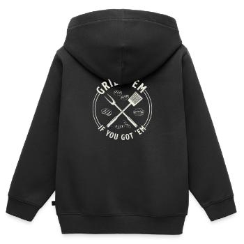 Funny Grilling Meat Party For A Grillmaster - Kids Premium Organic Zip-up Hoodie - black - Back - AI Model Kid Male (0cm)