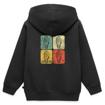 Retro Eiscreme Liebhaber Eis Essen Sommer Eisdiele - Kinder Premium Organic Zip Hoodie - Schwarz - Hinten - AI Model Kid Male (0cm)