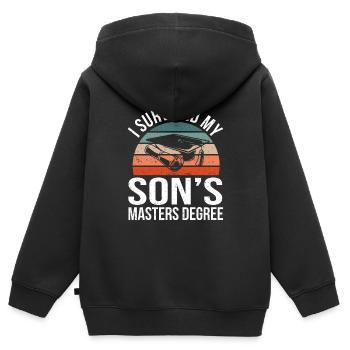 J’ai survécu au certificat de fin d’études de maîtrise de mon fils - Sweat Premium à capuche zippé enfant bio - noir - Dos - AI Model Kid Male (0cm)