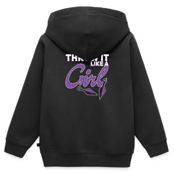 Lancer comme une fille Couteau Kunai - Sweat Premium à capuche zippé enfant bio - noir - Dos - AI Model Kid Male (0cm)