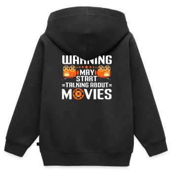 Warning Kinobesucher Filmliebhaber Kino Filme - Kinder Premium Organic Zip Hoodie - Schwarz - Hinten - AI Model Kid Male (0cm)