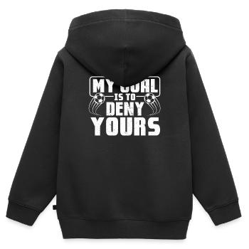 Fußball Torwart Goali Fußballspieler Torschuss - Kinder Premium Organic Zip Hoodie - Schwarz - Hinten - AI Model Kid Male (0cm)