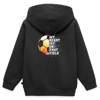 Soccer Maman Football Mère Dictons Gardien de but Attaquant - Sweat Premium à capuche zippé enfant bio - noir - Dos - AI Model Kid Male (0cm)
