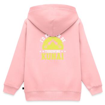 I'd Rather Be Throwing Kunai Couteau à lancer - Sweat Premium à capuche zippé enfant bio - rose - Dos - AI Model Kid Female (0cm)