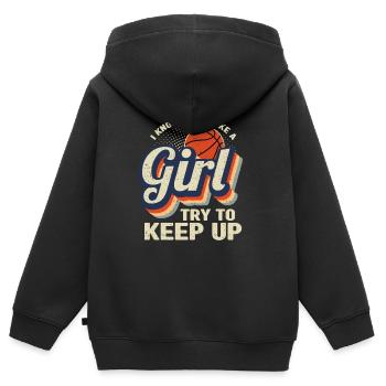 I Know I Play Like A Girl Try Keep Up Basketball - Kinder Premium Organic Zip Hoodie - Schwarz - Hinten - AI Model Kid Male (0cm)